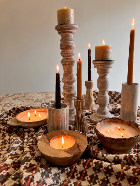 Mango Wood Candle Stand