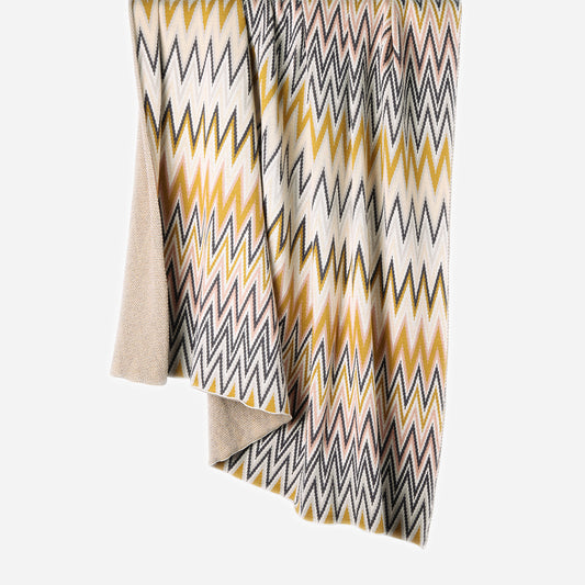 Hanging Herringbone 100% cotton knitted throw in Ecru/Anthracite/Honey/Macadamia/Maroon/Grey
