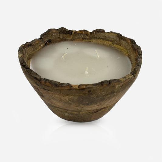 Mango Wood Candle Holder with Natural Rim