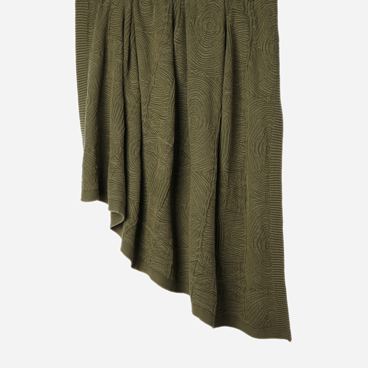 Hanging Self Emboss 100% cotton knitted throw in Winter Moss