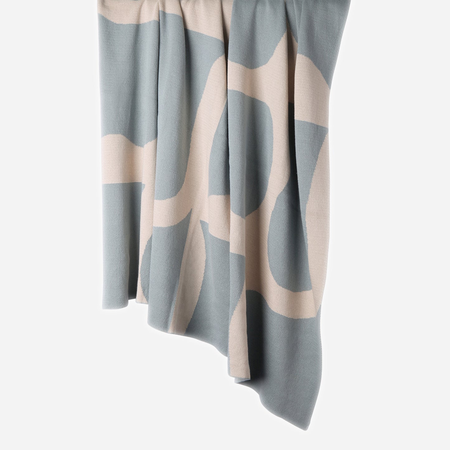 Hanging Bell Jar 100% cotton knitted throw in Blue Grey / Oat