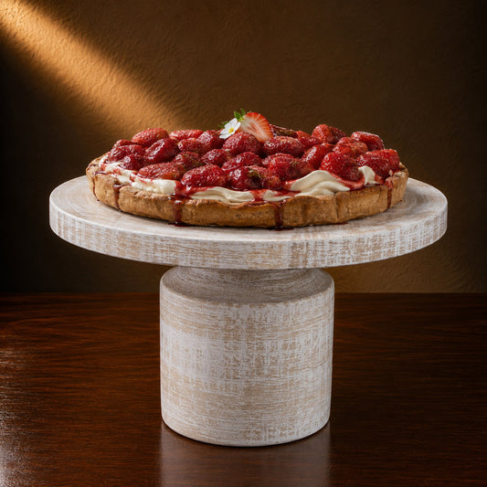 Mango Wood Cake Stand - White Wash