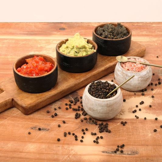 Mango Wood Sauce Server (3 Bowls)