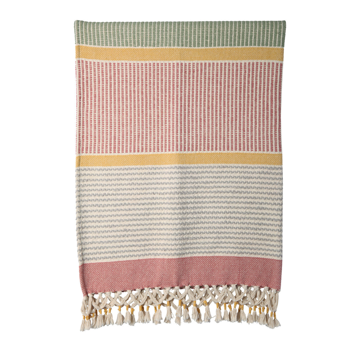 Multi Colour Stripes Throw w/Tassels