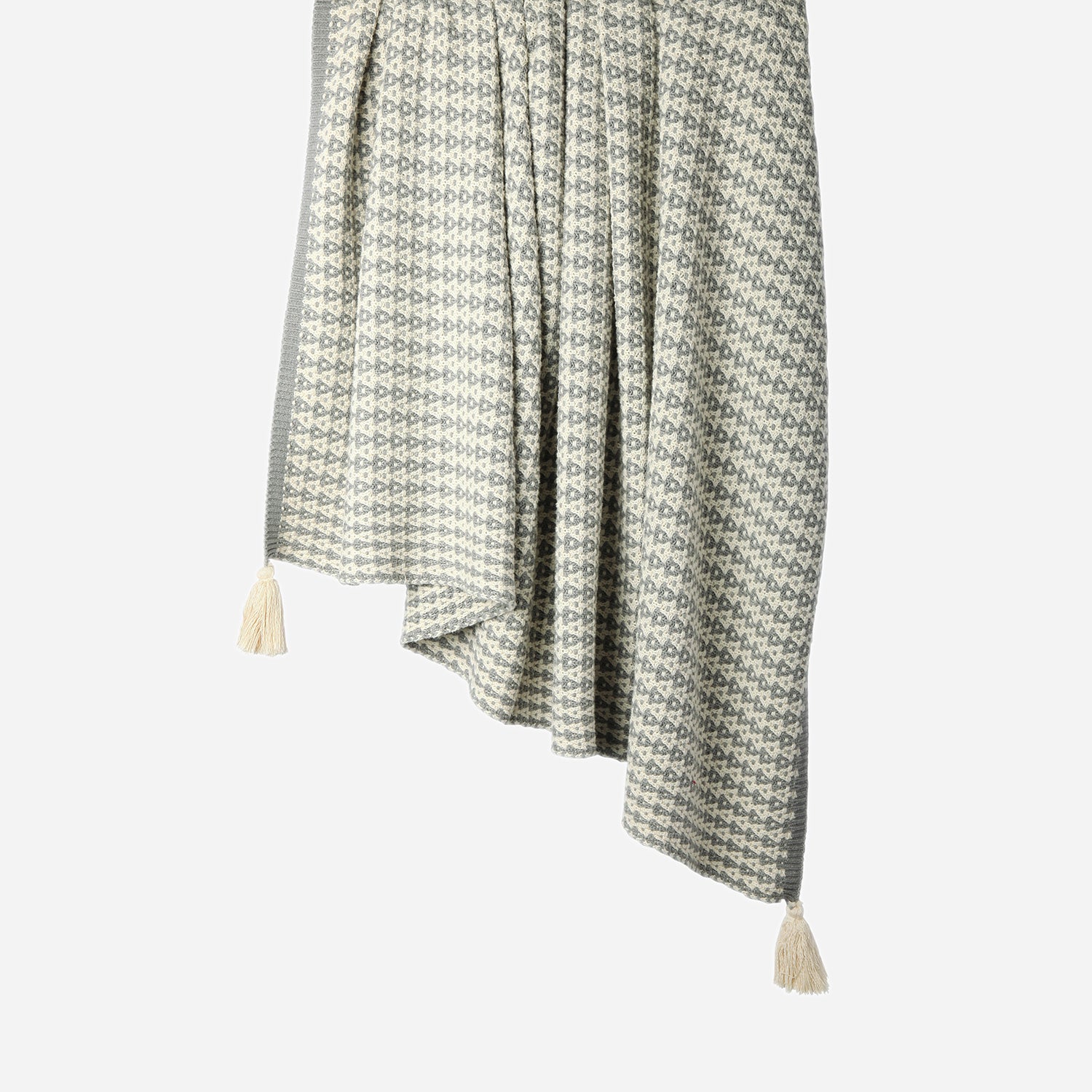 Hanging Houndstooth 100% cotton throw in Grey / Ecru by Haven & Hue