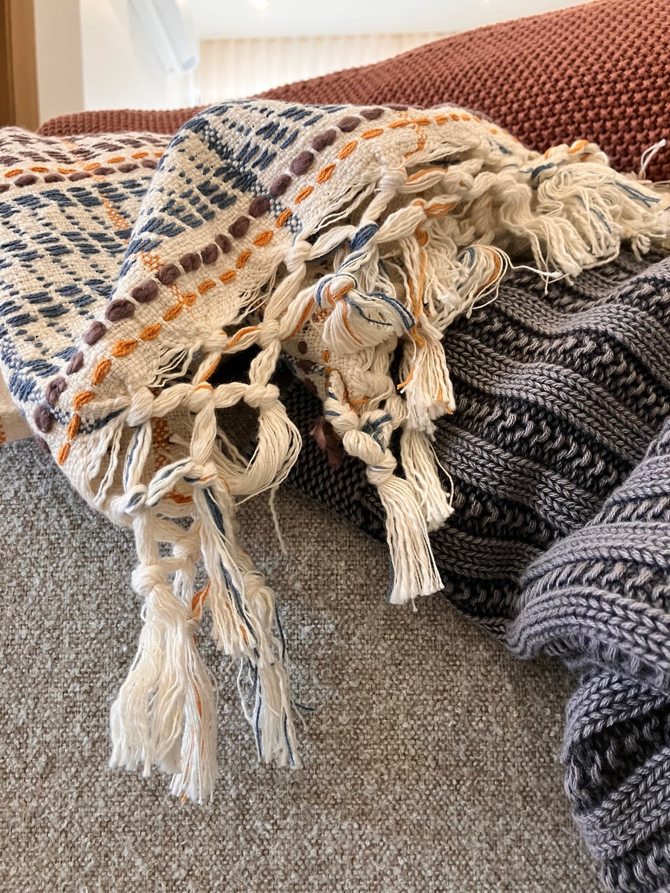 Multi Stripe with Tassels Throw