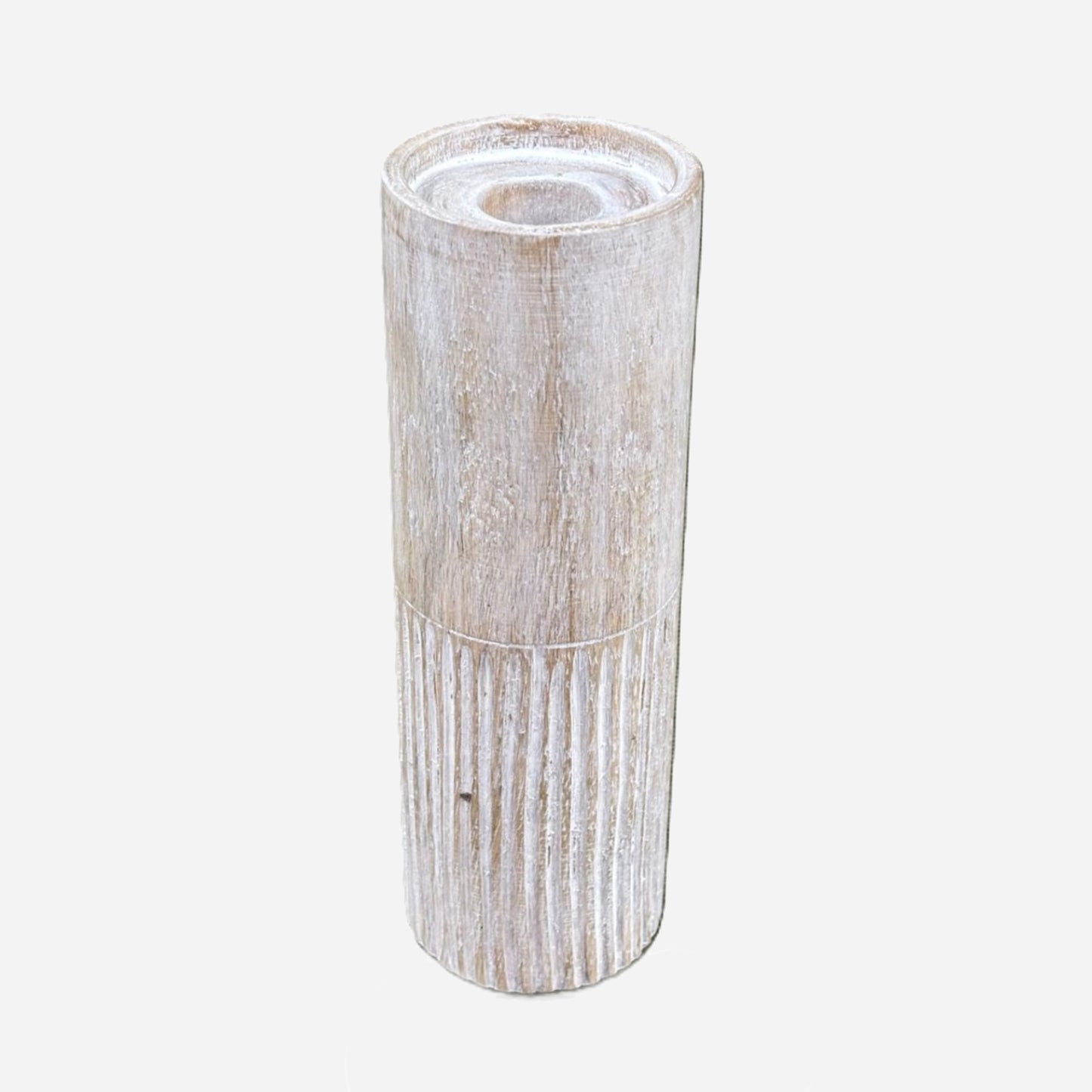 Mango Wood Candle Holder Ridged (for Candle Holder & Stick)