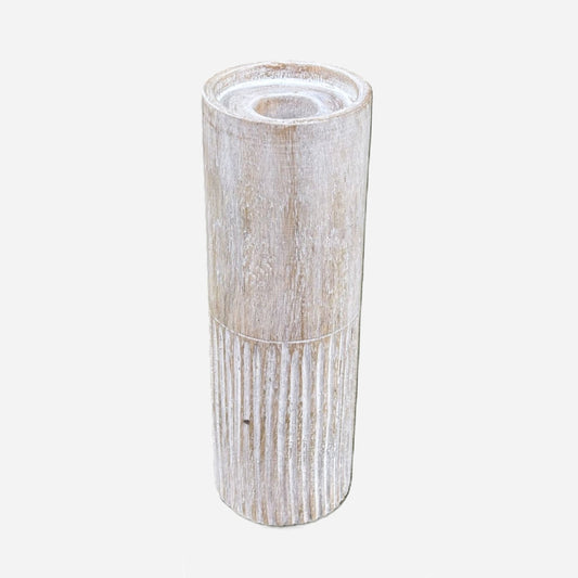 Mango Wood Candle Holder Ridged (for Candle Holder & Stick)