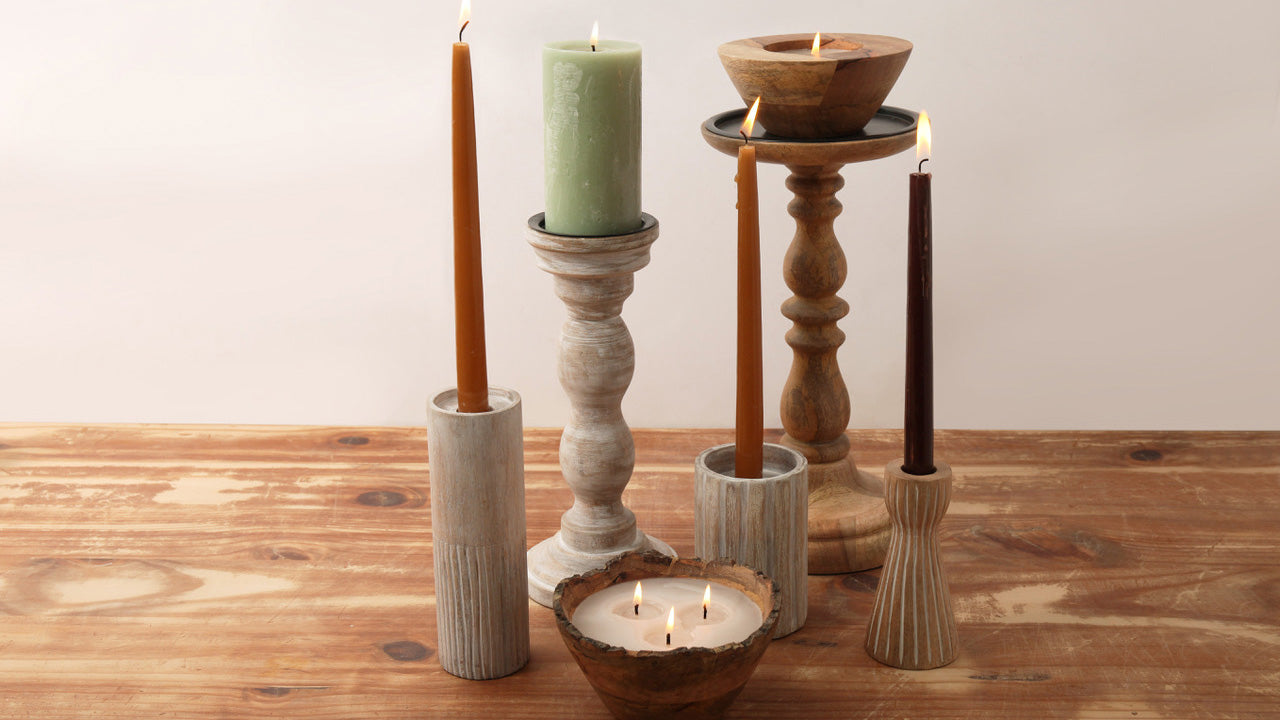 Mango Wood Candle Stand